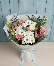 Букет цветов из:  Розы, Лизиантусы и Хризантемы в Кораблино