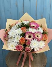 Букет цветов из:  Розы, Герберы и Хризантемы в Кораблино