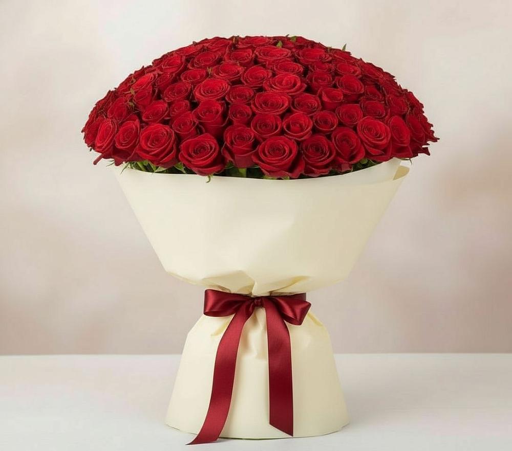 Букет 101 Красная роза Милано в Кораблино