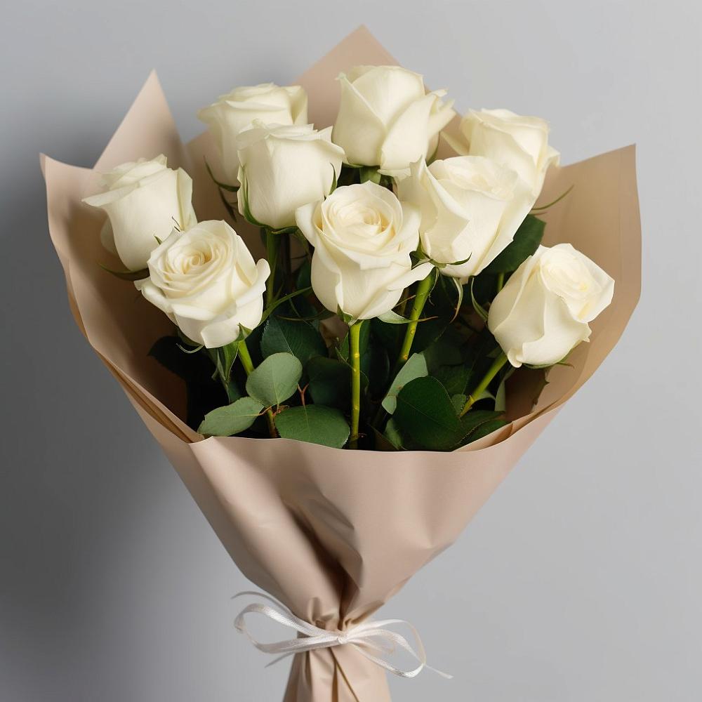 Букет 9 Белых роз Эдлесс Лав в Кораблино