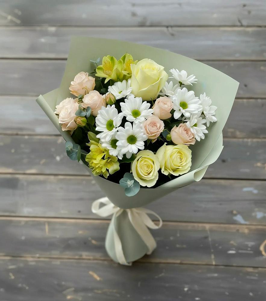 Букет цветов из: Альстромерии, Розы и Хризантемы в Кораблино