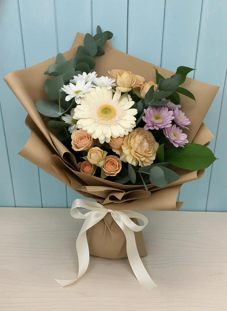 Букет цветов из: Герберы и Хризантемы в Кораблино