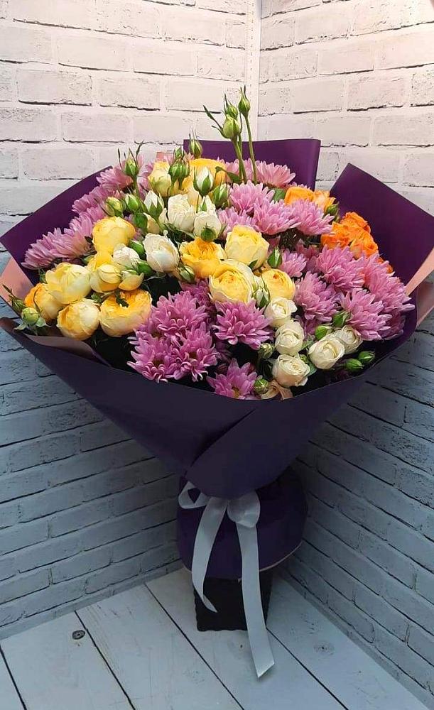 Букет цветов из: Хризантемы и Розы в Кораблино