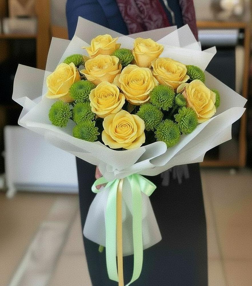 Букет цветов из: Хризантемы и Розы в Кораблино