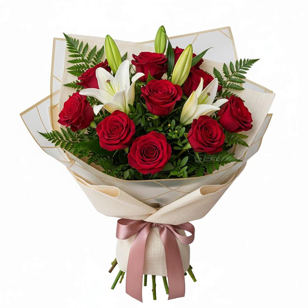 Букет цветов из: Лилии и Розы в Кораблино