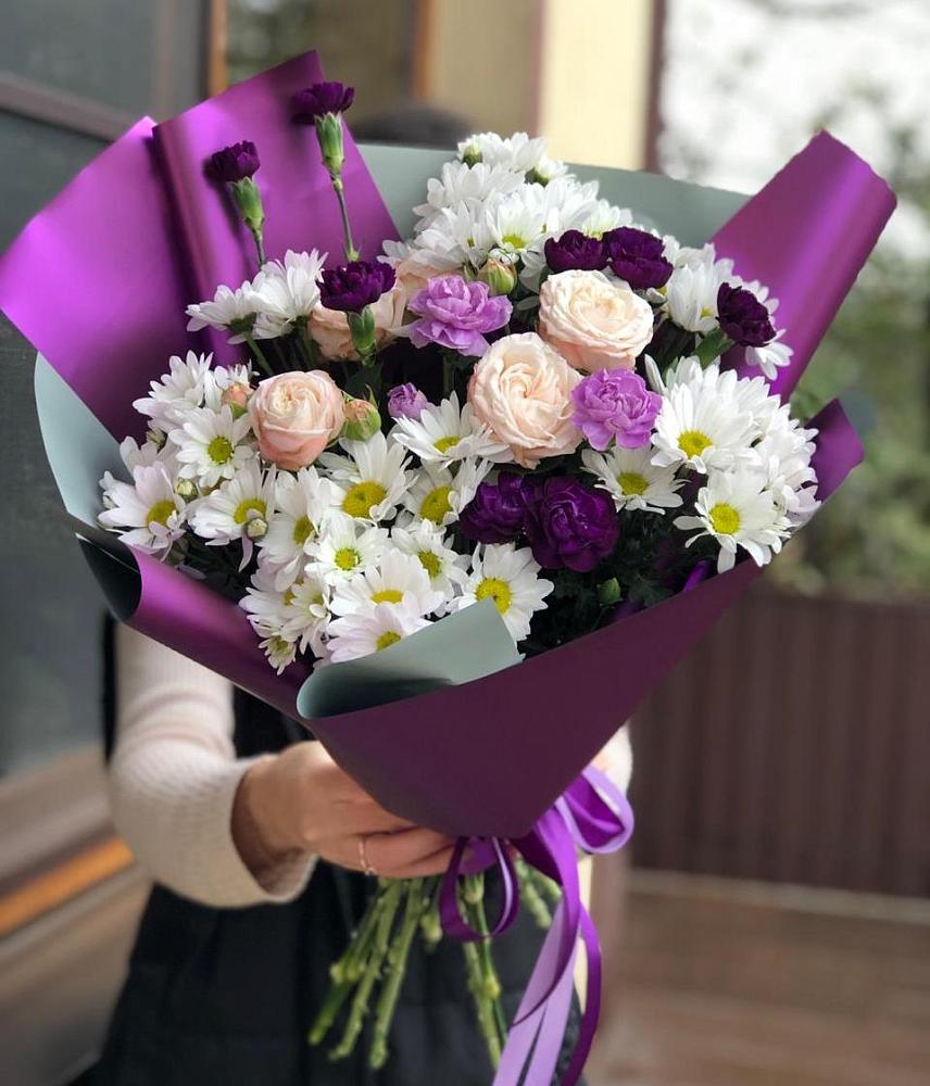 Букет цветов из: Хризантемы, Гвоздики и Розы в Кораблино