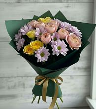 Букет цветов из:  Хризантемы и Розы в Кораблино