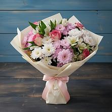 Букет цветов из:  Хризантемы, Альстромерии и Розы в Кораблино