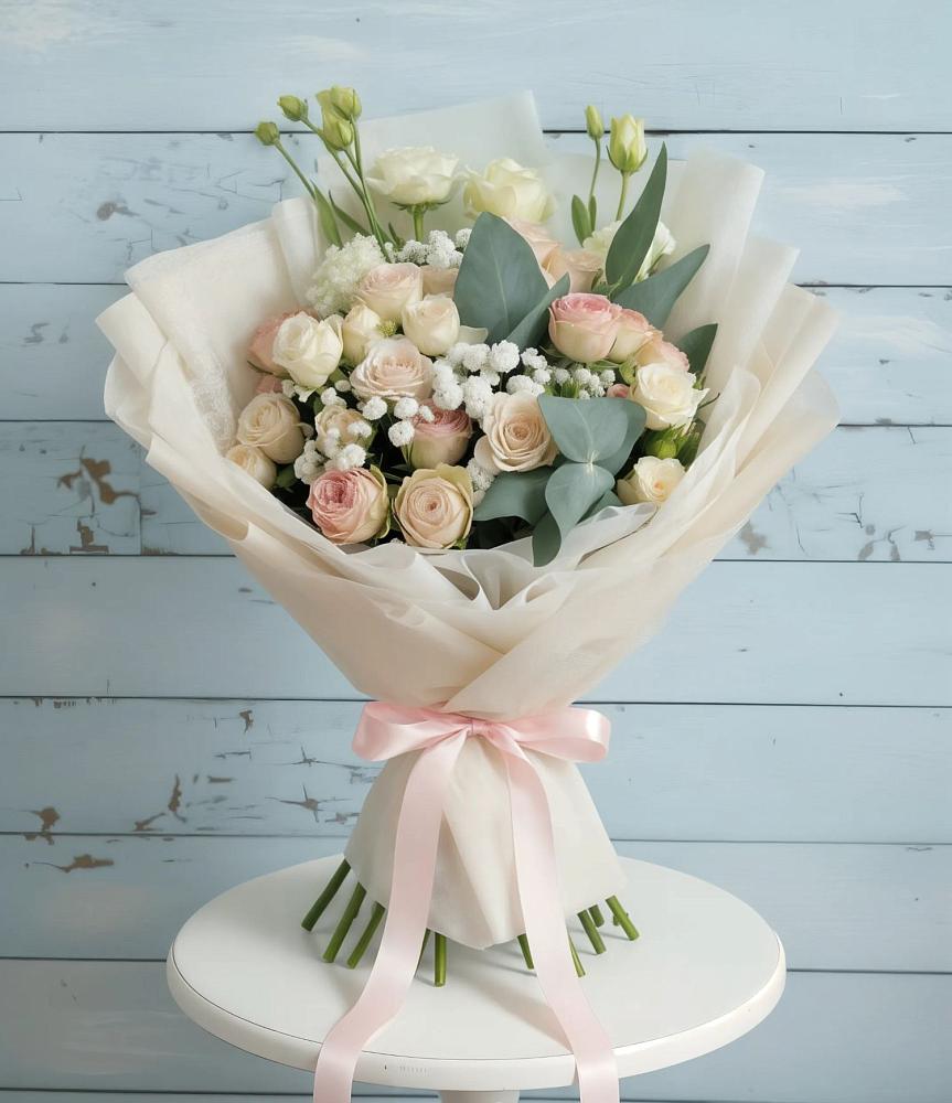 Букет цветов из: Розы и Лизиантусы в Кораблино