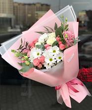 Букет цветов из:  Розы, Лизиантусы и Хризантемы в Кораблино