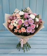 Букет цветов из:  Хризантемы, Розы и Альстромерии #REPLACE_PRED# Кораблино