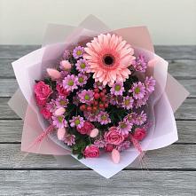 Букет цветов из:  Розы, Герберы и Хризантемы в Кораблино