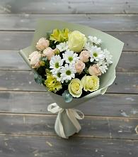 Букет цветов из:  Альстромерии, Розы и Хризантемы в Кораблино