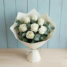 Букет Белые розы в Эвкалипте #REPLACE_PRED# Кораблино