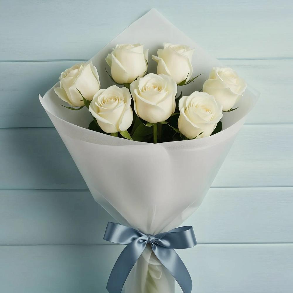 Букет 7 Белых роз Эдлесс Лав в Кораблино