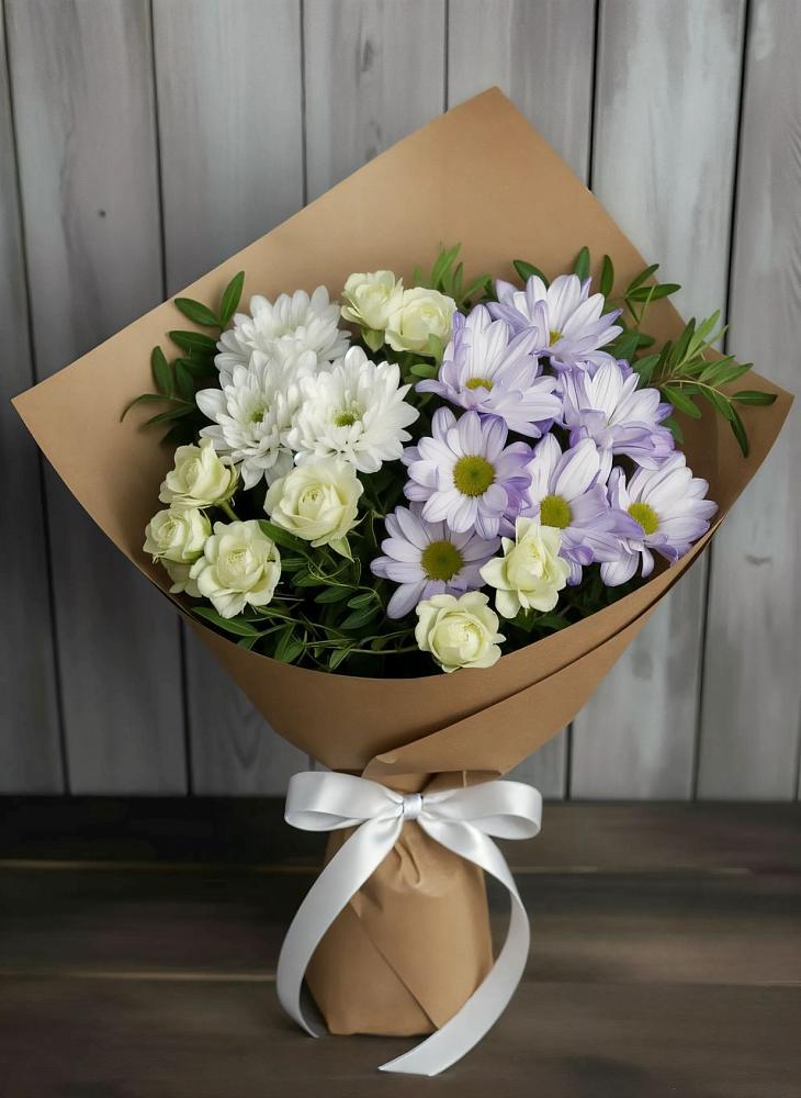 Букет цветов из: Хризантемы и Розы в Кораблино